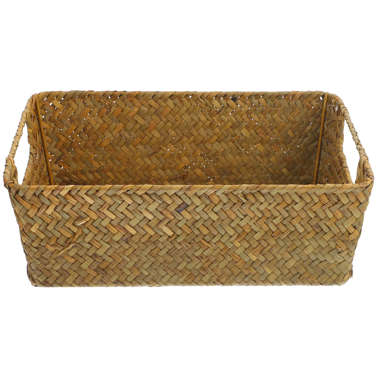 

Straw Storage Basket Rectangular Woven Bin Decorative Handwoven Organizer Baskets Grass Weaved Container Home Bedroom Hotel
