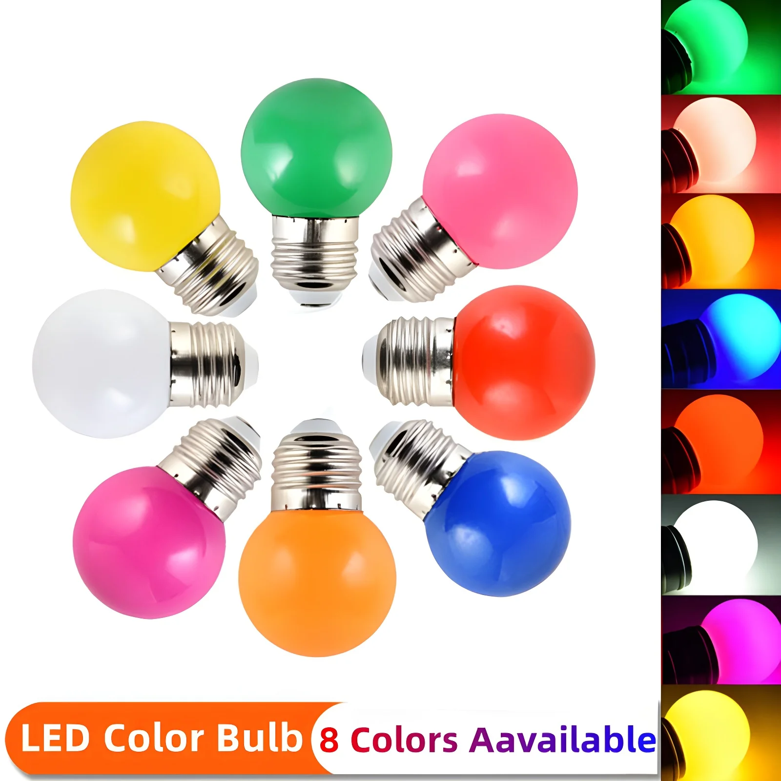 Bombilla LED E27 B22 AC220V G45, lámpara RGB de 8 colores, decoración de vacaciones y Navidad, lámpara moderna, 8 piezas