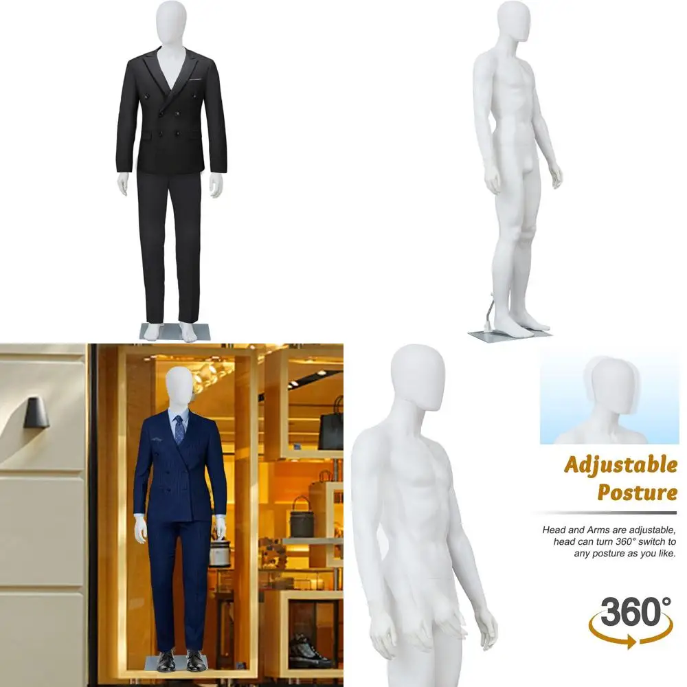 

Full Body Male Mannequin, 73 Adjustable, Detachable Stand, Realistic for Clothing Displays, Ideal for Retail, Cosplay, and Holid
