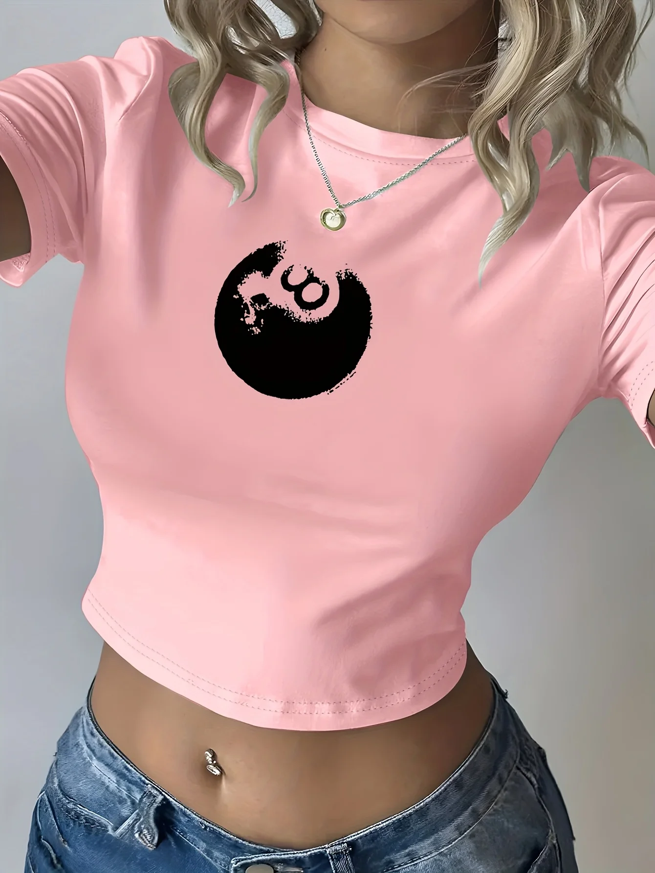 Mode 90er Jahre abgeschnittenes T-Shirt Damen Crop Top T-Shirt Y2K Stil Kurzarm Casual Sommer Top T-Shirt Mode Harajuku