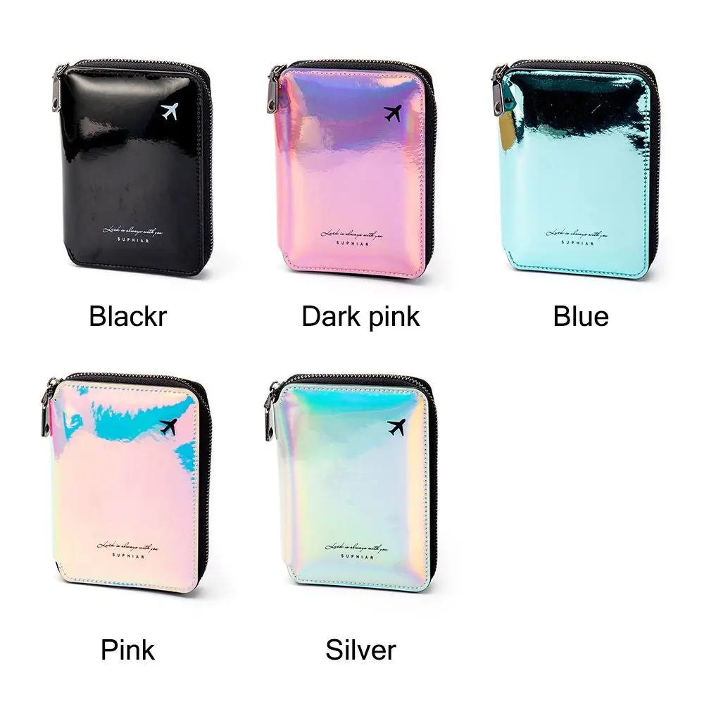 Creative Multicolor Passport Cover PU Storage Bag Zipper Coin Wallet Accessories Multi-function Passport Card Bag