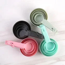 10Pcs/Set Cups Spoons Set Pure Color Measuring Tools PP Plastic Kitchen Accessories Portable Stackable Combination