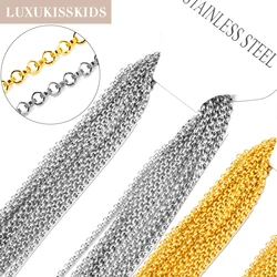 LUXUKISSKIDS 316L Stainless Steel Bead Chain Wholesal Necklace 10pcs/lots 2mm Width 18K PVD Gold-plate Round Link Choker Jewelry