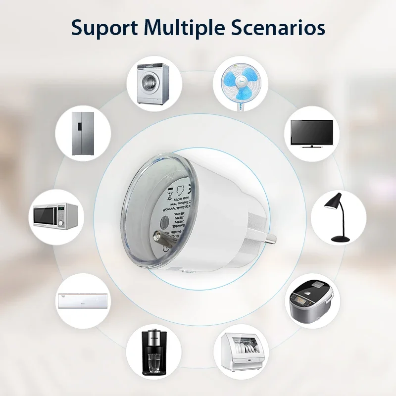 Tuya Wifi Smart FR Plug EU 16A مع وظيفة مراقبة الطاقة، تطبيق لاسلكي، مقبس التحكم عن بعد الصوتي، يعمل مع Alexa Google Home