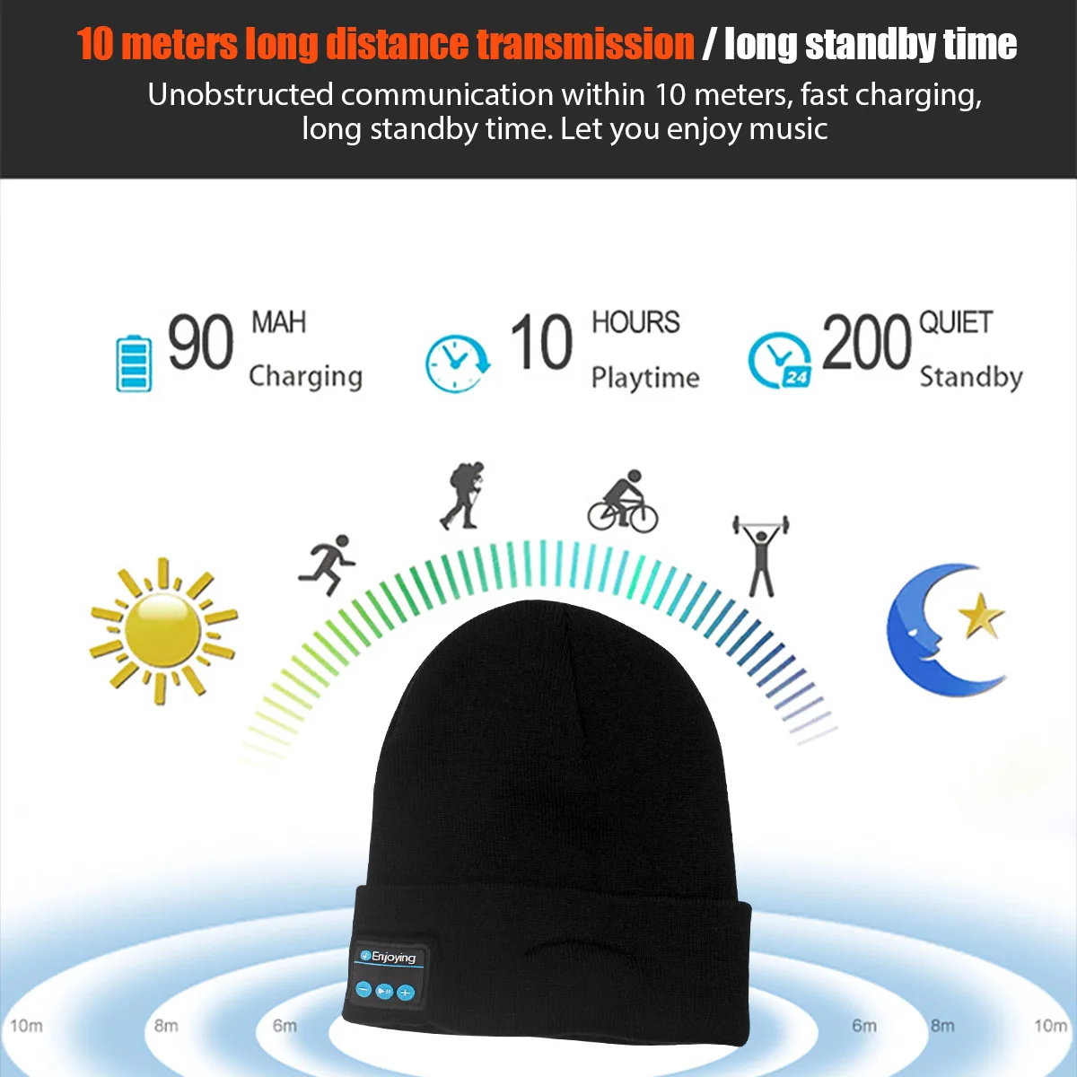 Bluetooth 5.0 Music Speaker Men Women Beanie Warm Soft Winter Knit Hat Cap with Built-in Mic Headphone for Christmas Gift