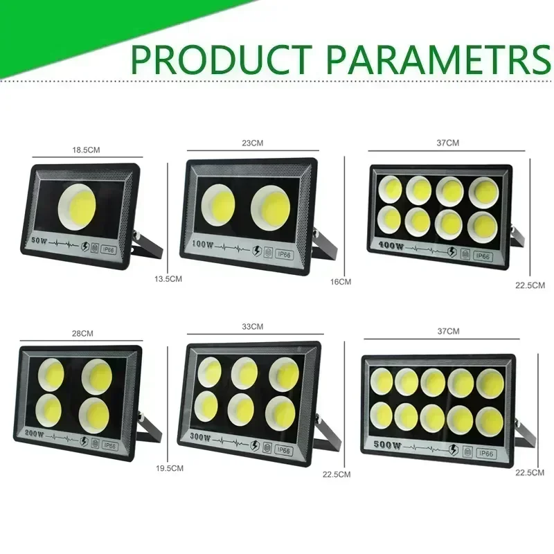 Reflector LED de CA impermeable para exteriores, proyector de iluminación de jardín de alto brillo, luces de inundación de pared, 50W, 100W, 200W,