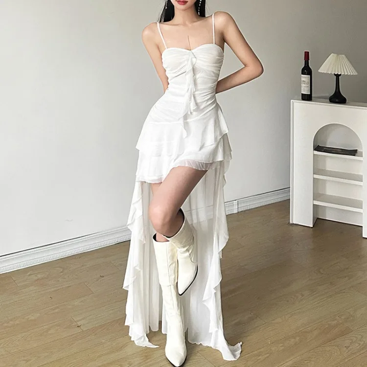 2024 Summer New Strapless Vest Dresses Y2k Slim High Waist Camisole Dress for Women Fashion All-match Mesh Vestidos Mujer