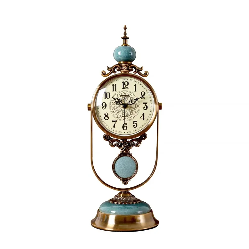 Vintage seat clock living room European household clock desktop pendulum clock desk clock sitting clock pendulum piece