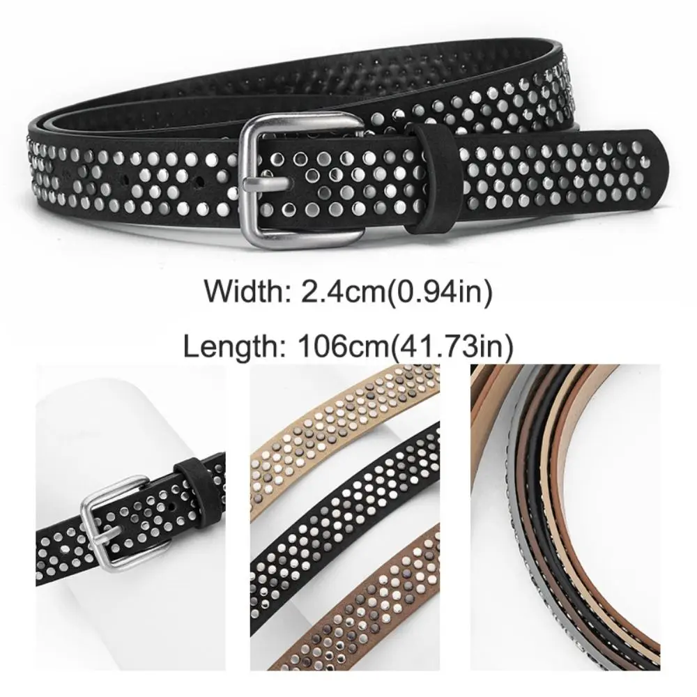 العصرية دبوس مشبك الجلد المدبوغ برشام حزام فاخر تصميم الرجعية الأعمال حزام الخصر عادية الشرير زنار مقترنة مع التنانير الجينز