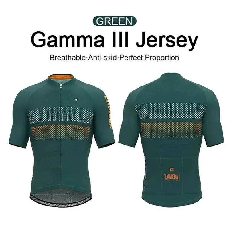 INBIKE Lameda Herren Sommer Rad trikot Kurzarm mit 3 Gesäß taschen grünes Rennrad Trikot für Männer/Frauen MTB Team Kleidung qh018 6