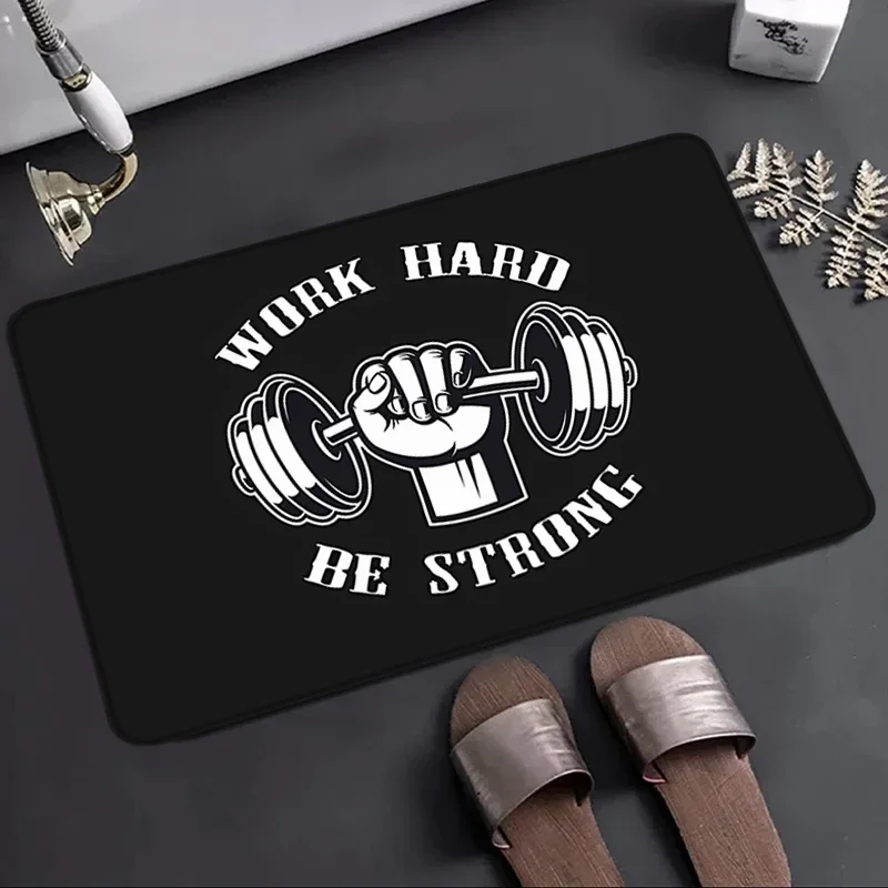 Entrance Doormat GYM Bedsdie No Pain No Gain Room Rugs Foot Carpets Bathroom Rug Floor Mats Non-slip Hallway Yoga Mat Home De #