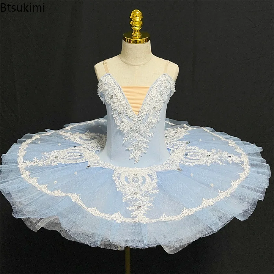 Sky Blue Professional Ballet Tutu for Girls Platter Pancake Tutu Ballerina Party Dress Adult Women Children Ballet Dance Costume