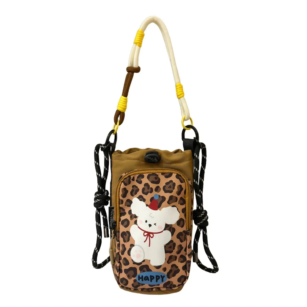 Dopamine Style Water Bottle Bag Bucket Shape Versatile Lightweight Bag Cartoon Printed Portable Fashionable Crossbody Bag