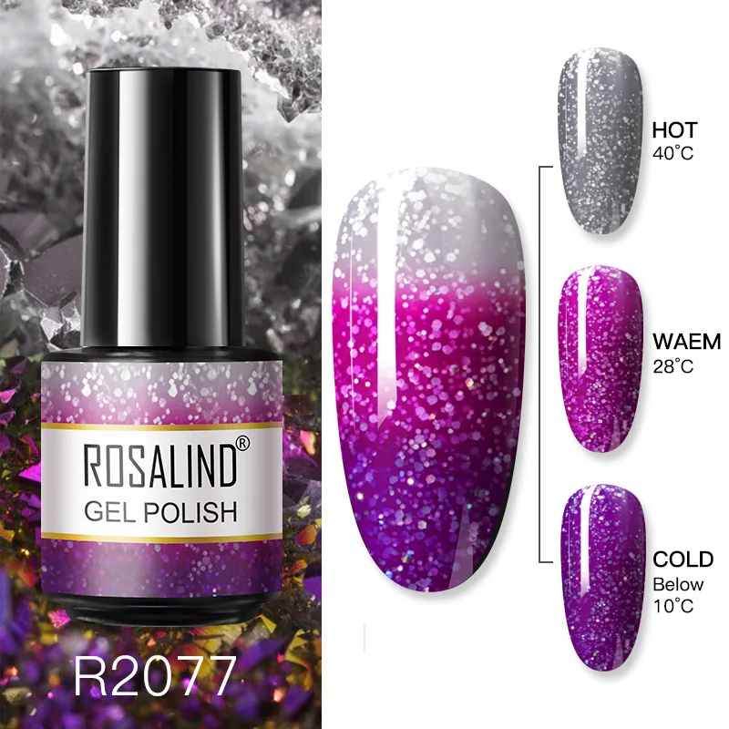 ROSALIND UV Thermal Nail Polish Glitter Sequins Effect Color Change Gel Varnis All For Manicure Nails Art Semi Permanent Gellak