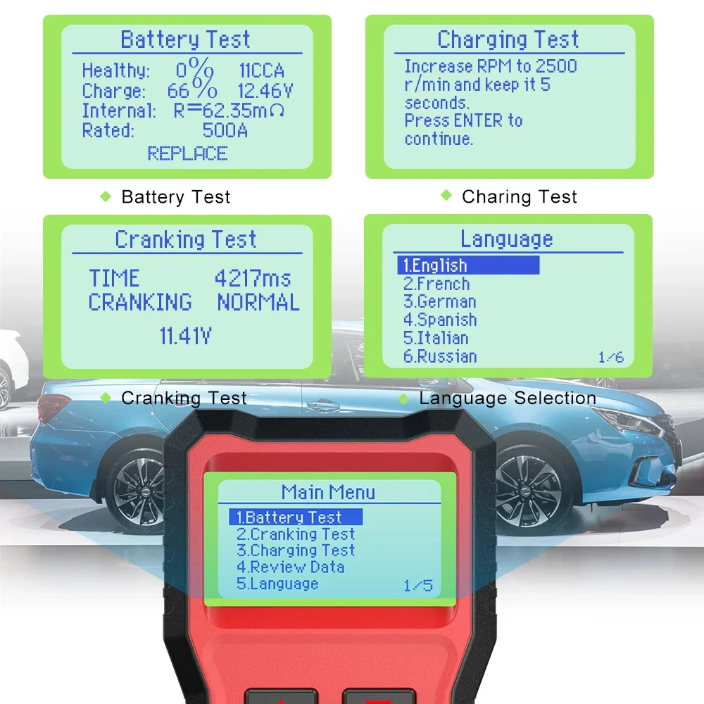 ANCEL BST100 Car Battery Tester 12V Battery System Analyzer Charging Cranking Test Circuit Tester Scanner Tool for Motorcycl