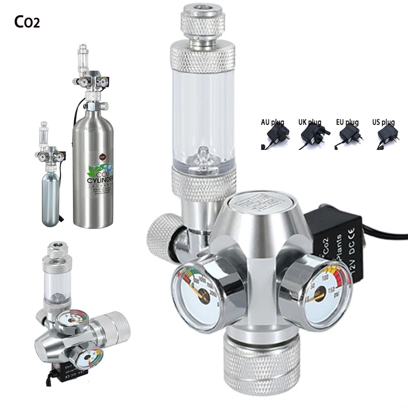 DIY Aquarium CO2 regulating valve With bubble register Solenoid valve cylinder reaction control  Fish Tank CO2 reducing valve