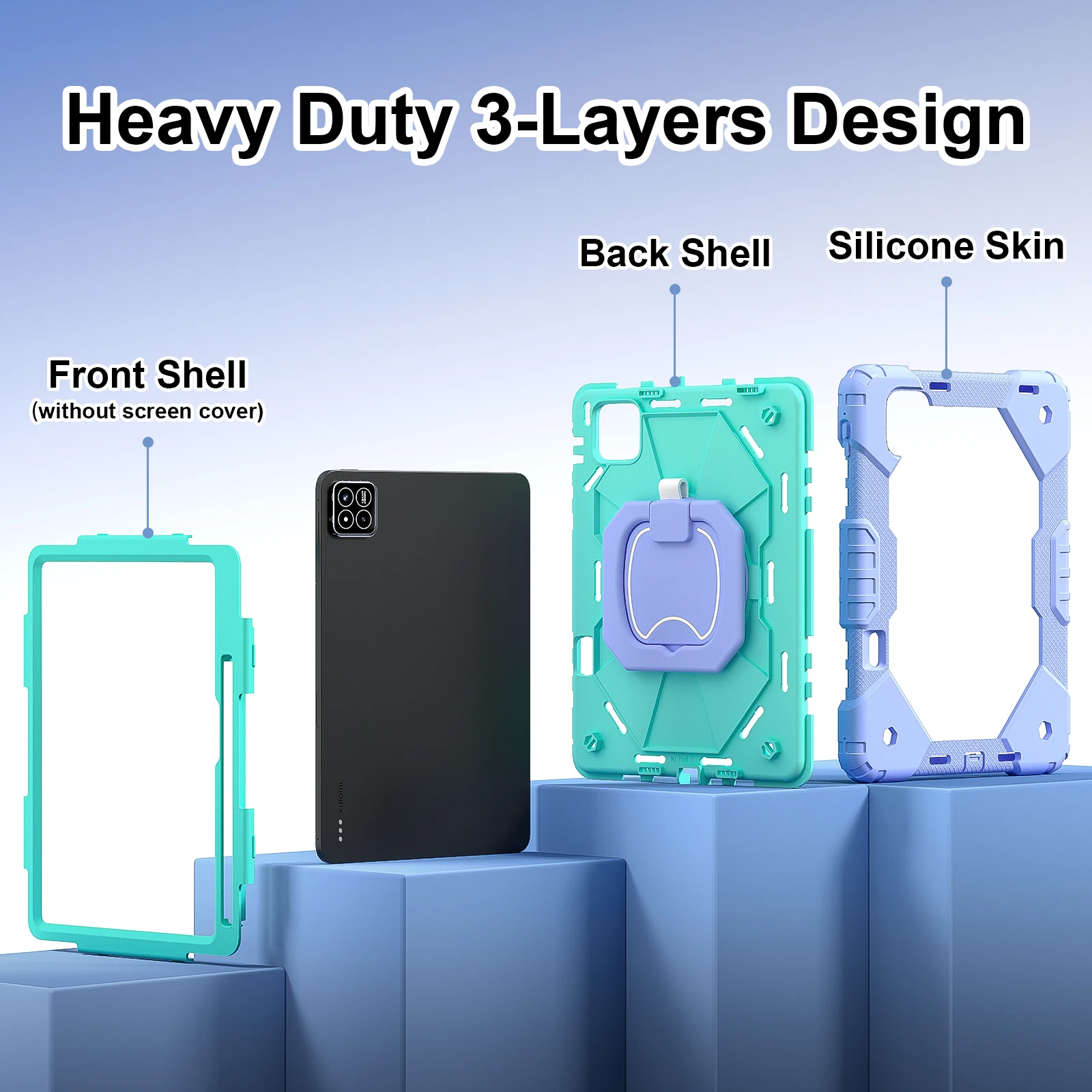 Capa para xiaomi redmi pad 12.1 poco 12.1 polegadas 2024 pad 8.7 pc + capa de suporte de silicone com alça de ombro para xiaomi pad 7