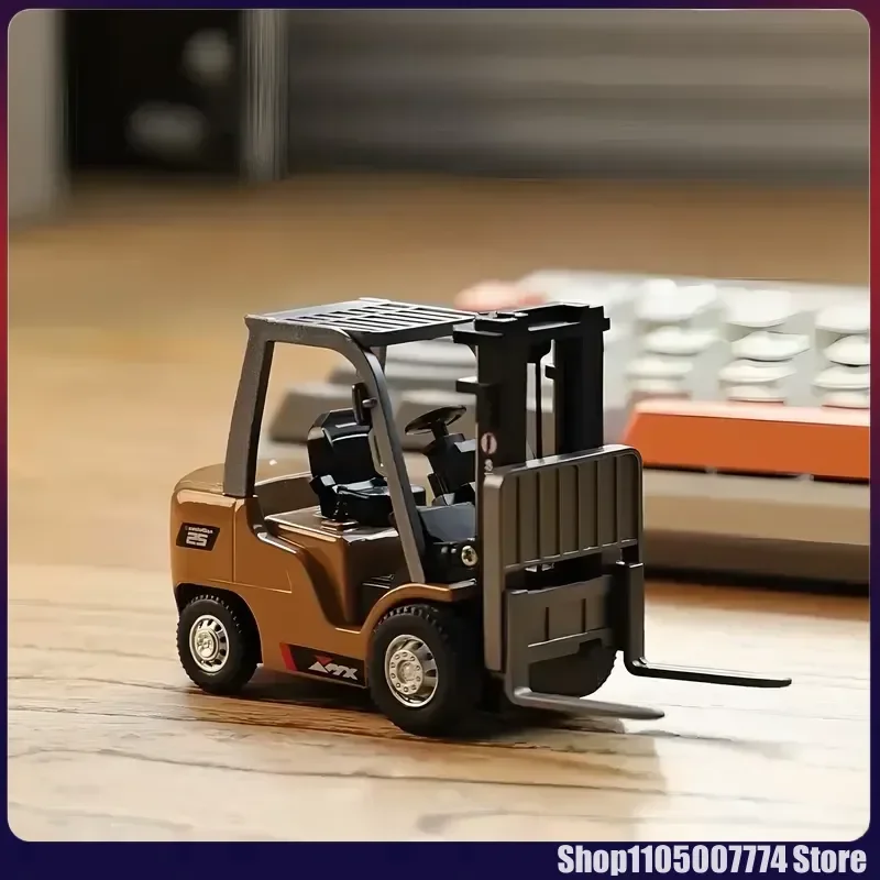 1/64 empilhadeira de liga com controle remoto, veículo de engenharia, brinquedos de mesa, modelo de coleção, presente para meninos