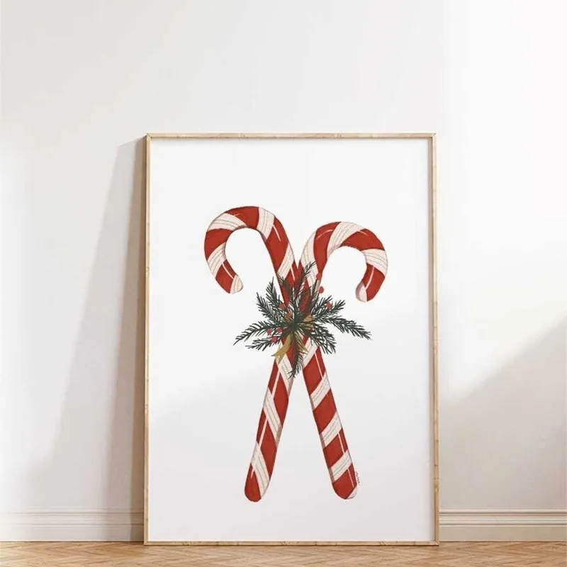Christmas Wall Art Candy Cane Christmas Print Christmas Decor Christmas Art Vintage Christmas Print