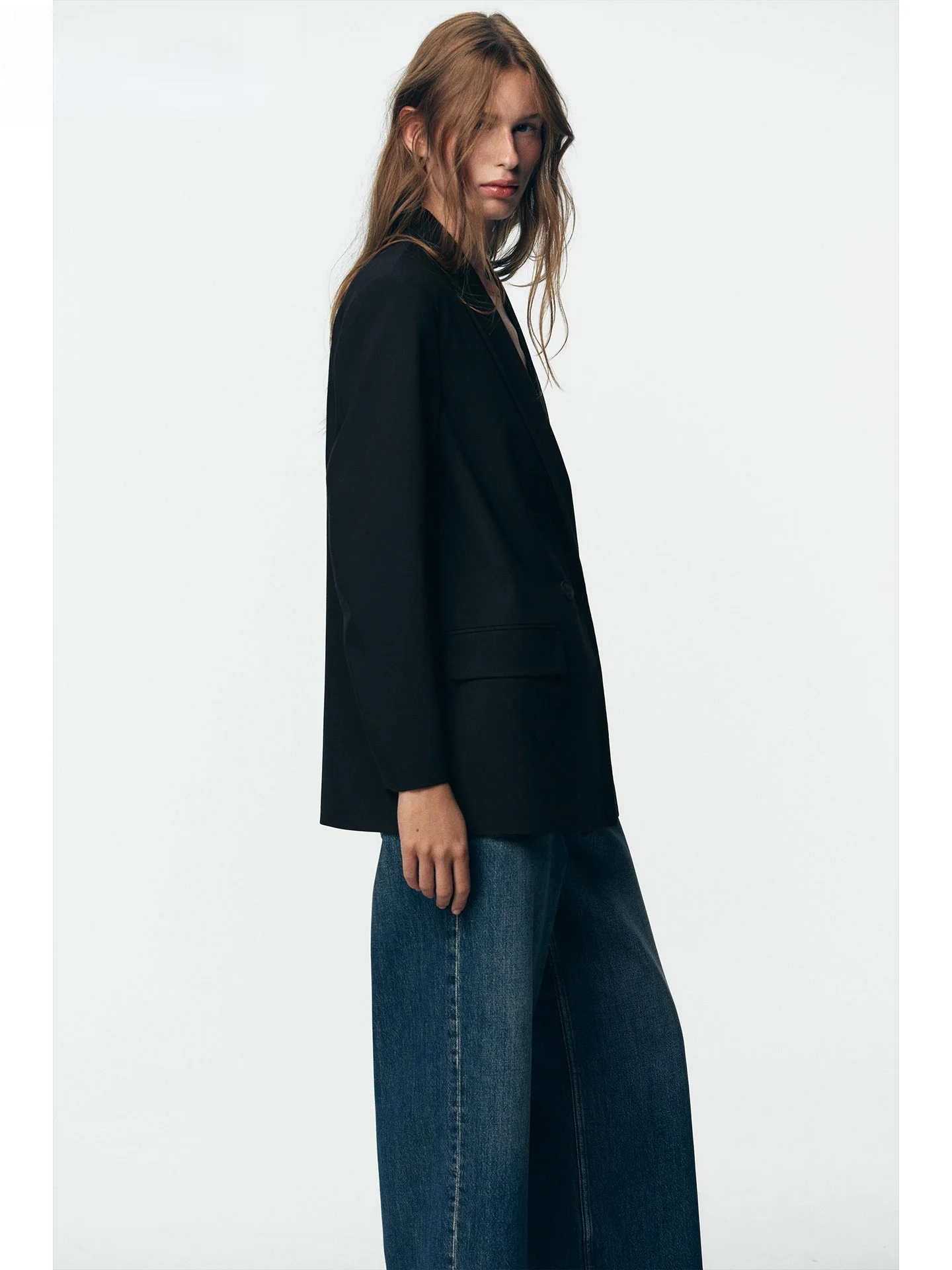 Ele ZAPRHA 2025 Autumn New Sle Long Sve Notch Lapel oulder Pad Double Breasted Suit Jaet Casual Leisure Women