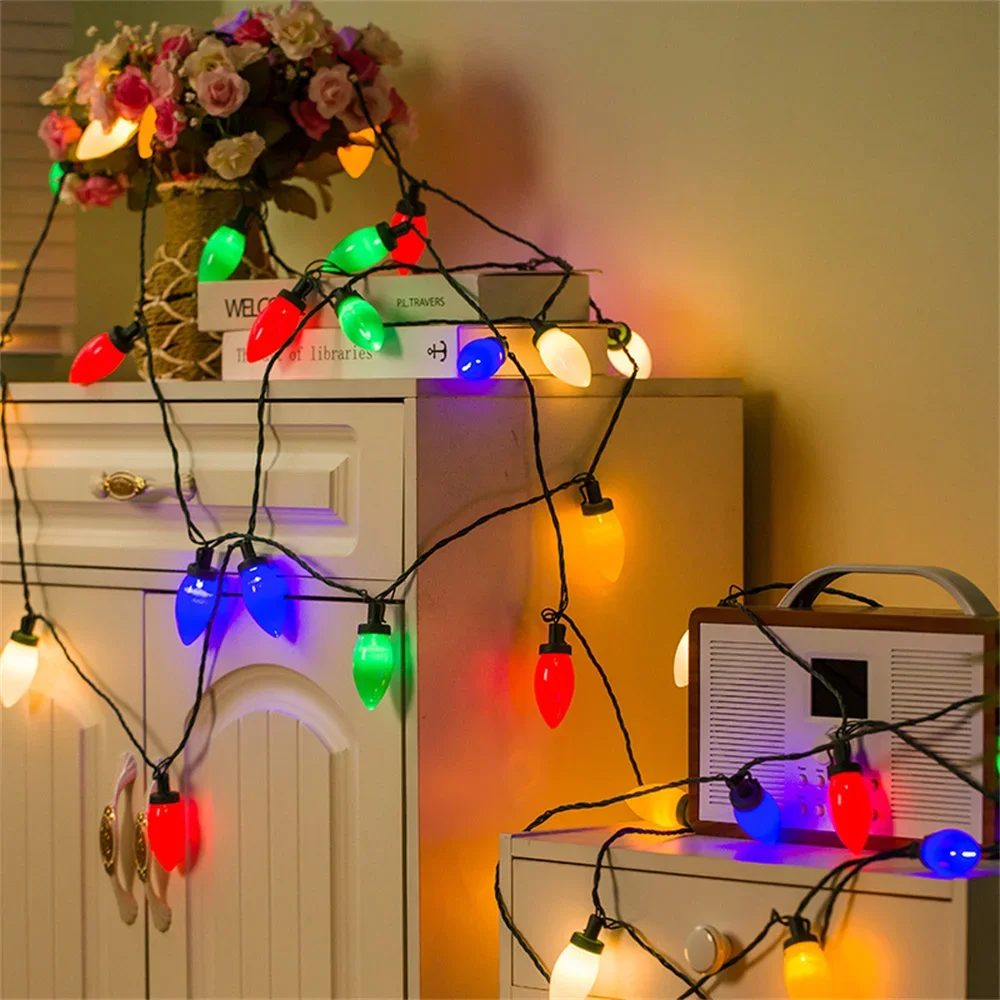 Solar Christmas Lights Outdoor 7M 50 LED Strawberry Solar String Lights Holiday Garland Christmas Tree Fairy Twinkle Lights