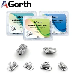 Tubo bucal ortodôntico dentário, 20 conjuntos/80 peças, único 1o 2o molar, base de malha não conversível, roth/mbt