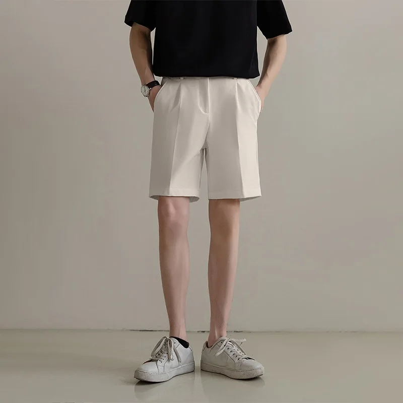 

Повседневные мужские шорты-бриджи в корейском стиле, летние, новые, приталенные, не требующие глажки, прямого кроя, модные, длиной до колена