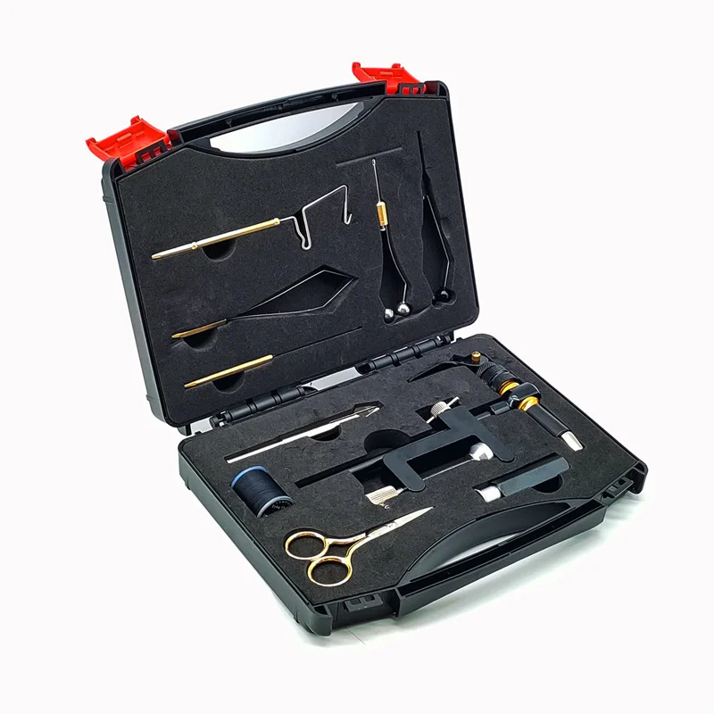 10pcs Fly Tying Tool Kit with Vise Tool Assortment for Nymphs Dry Flies Saltwater Streamers Complete Fly Fishing Lure Making Set