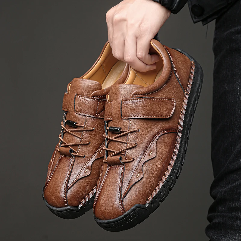 

Кожаная обувь ручной работы, мужская качественная обувь, повседневные осенние мужские кроссовки, удобная обувь, мужские модные мокасины на плоской подошве, мужская обувь
