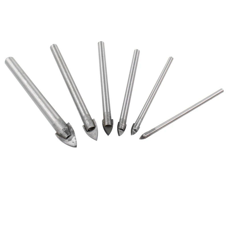 6 Buah 3-10Mm Bor Kaca Gergaji Lubang Bulat Shank Set Bor Segitiga untuk Bahan Keramik Keras Rapuh Pegangan Bulat
