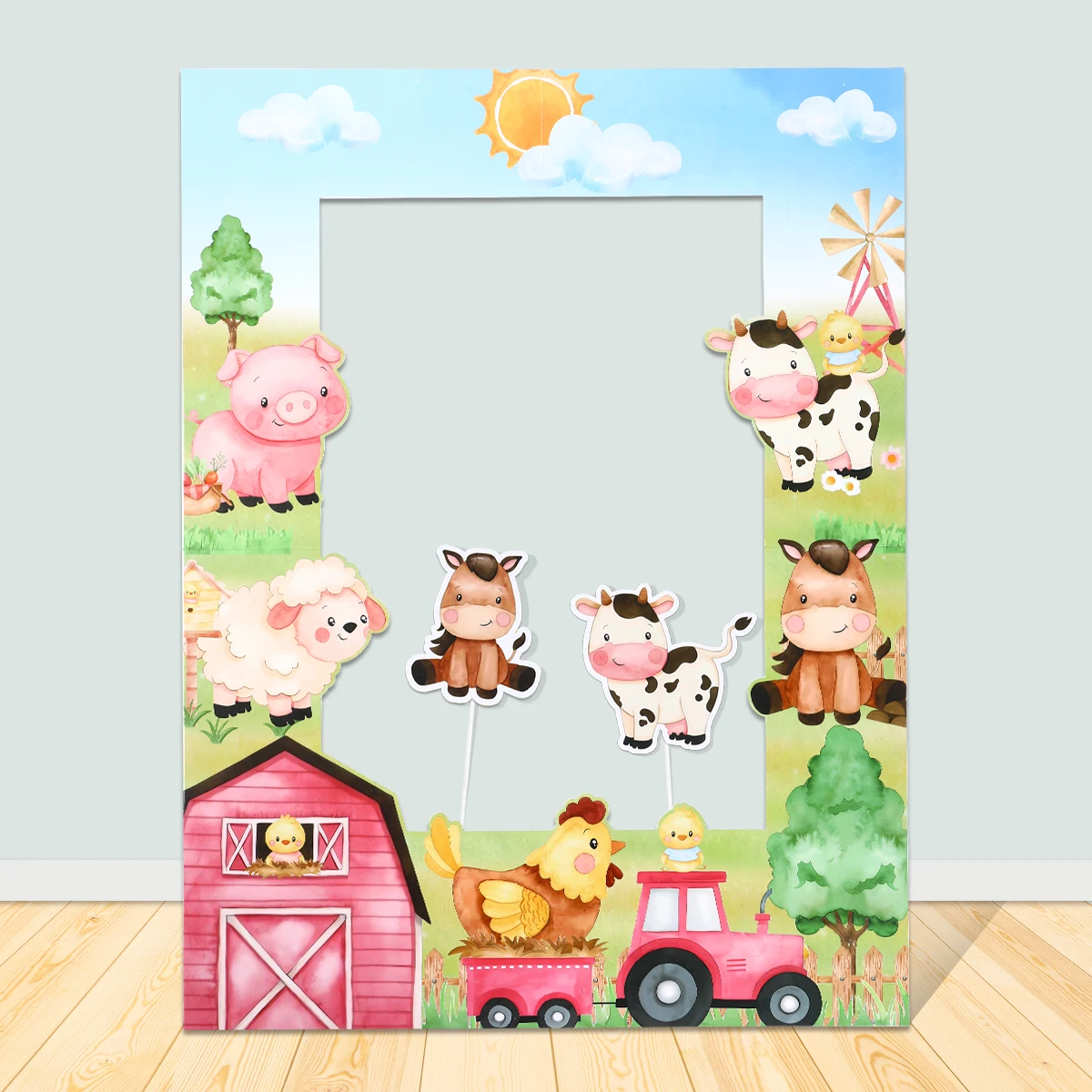 

Farm Animals Frame Photo Prop Tablecloth Jungle Birthday Party Decor For Home Gift Kids Baby Shower Wild One Party Supplies