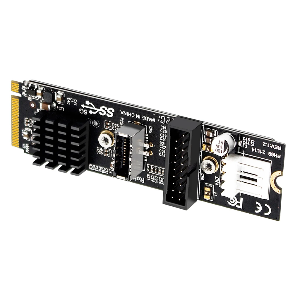 M.2 M Key PCIe To USB 3.1 Front Expansion Adapter TYPE C+19/20PIN M.2 PCIe To USB Adapter Converter Expansion Card