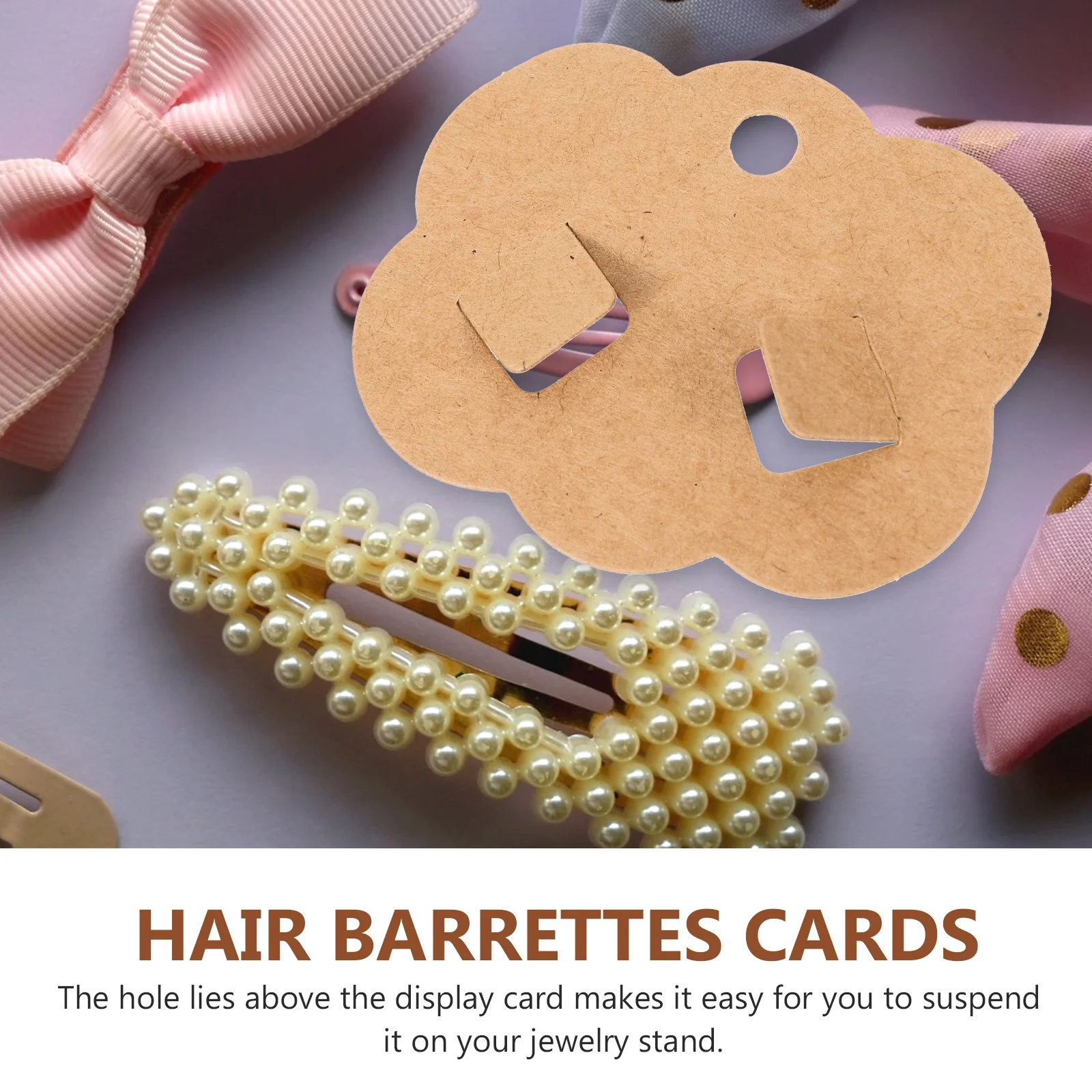 100Pcs Blank Kraft Paper Jewelry Display Cards Small Lightweight Hair Clips Necklaces Brooch Holders Hanging Cards for Shop