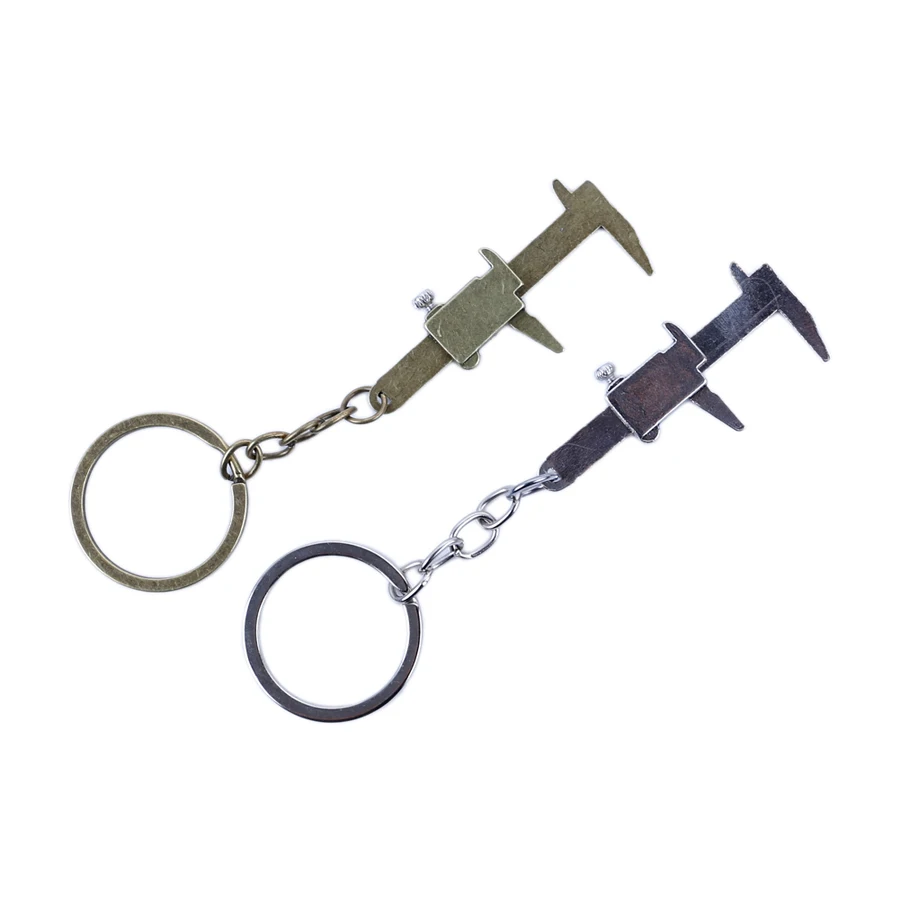 6pcs Mini Vernier Caliper Key Chain Keyring Keychain Wholesale Bag Charm Movable Measure Tool Accessories Slider Ruler Alloy