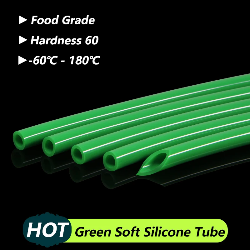 Green Food Grade Silicone Tube ID 0.5 1 2 4 6 7 8 10 12 14 16 18 20 25 32mm Rubber Hose Soft Drink Pipe Water Connector Plumbing