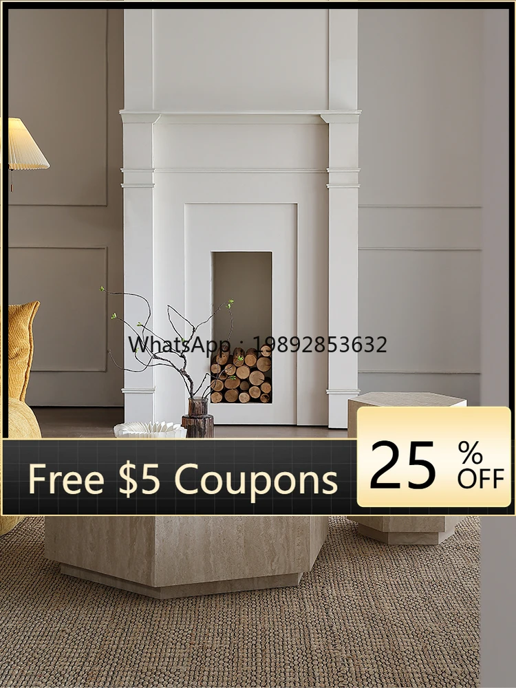 

YFY Travertine Stone Plate Coffee Table Relaxed Minimalist Style Designer High-end Hexagonal Irregular Coffee Table