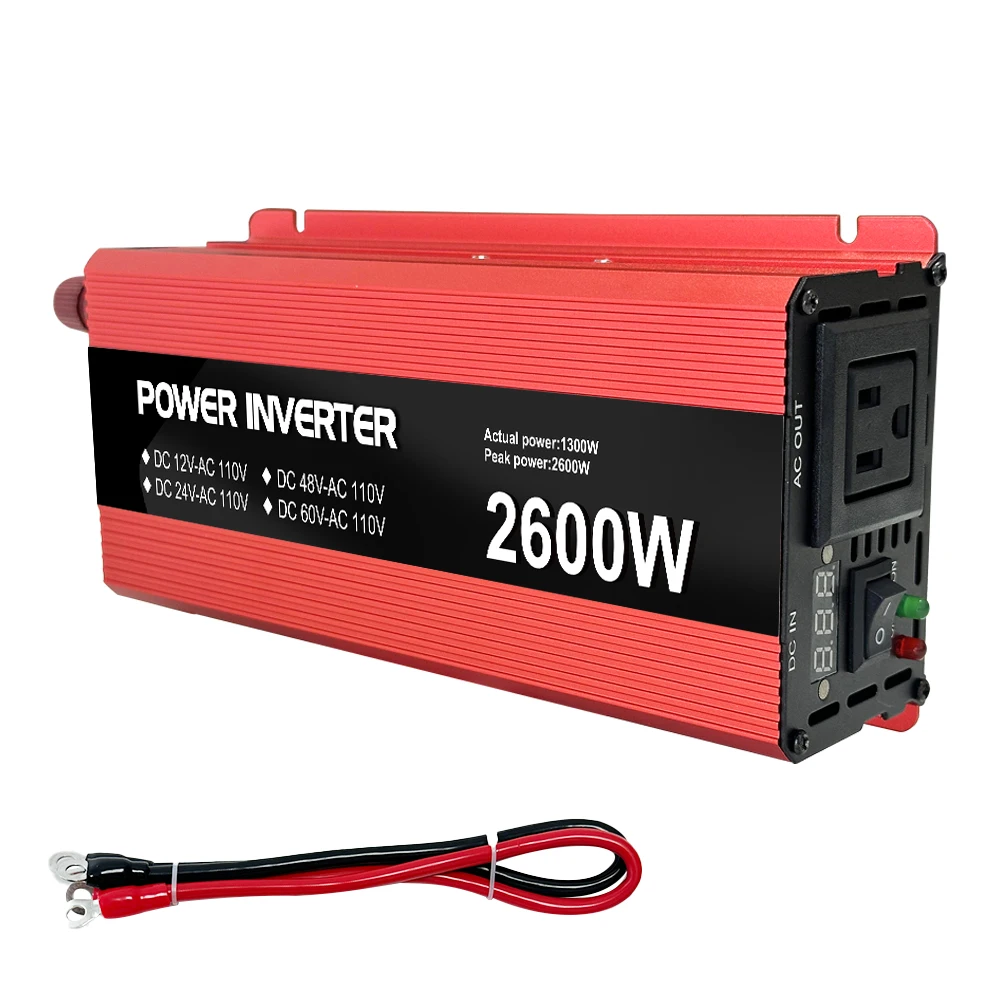 12V 24V 48V 60V zu 110V 220V 230V 1600W-2600W Spitzenleistungs-Wechselrichter-Adapter-Konverter EU-Stecker Auto-Wechselrichter