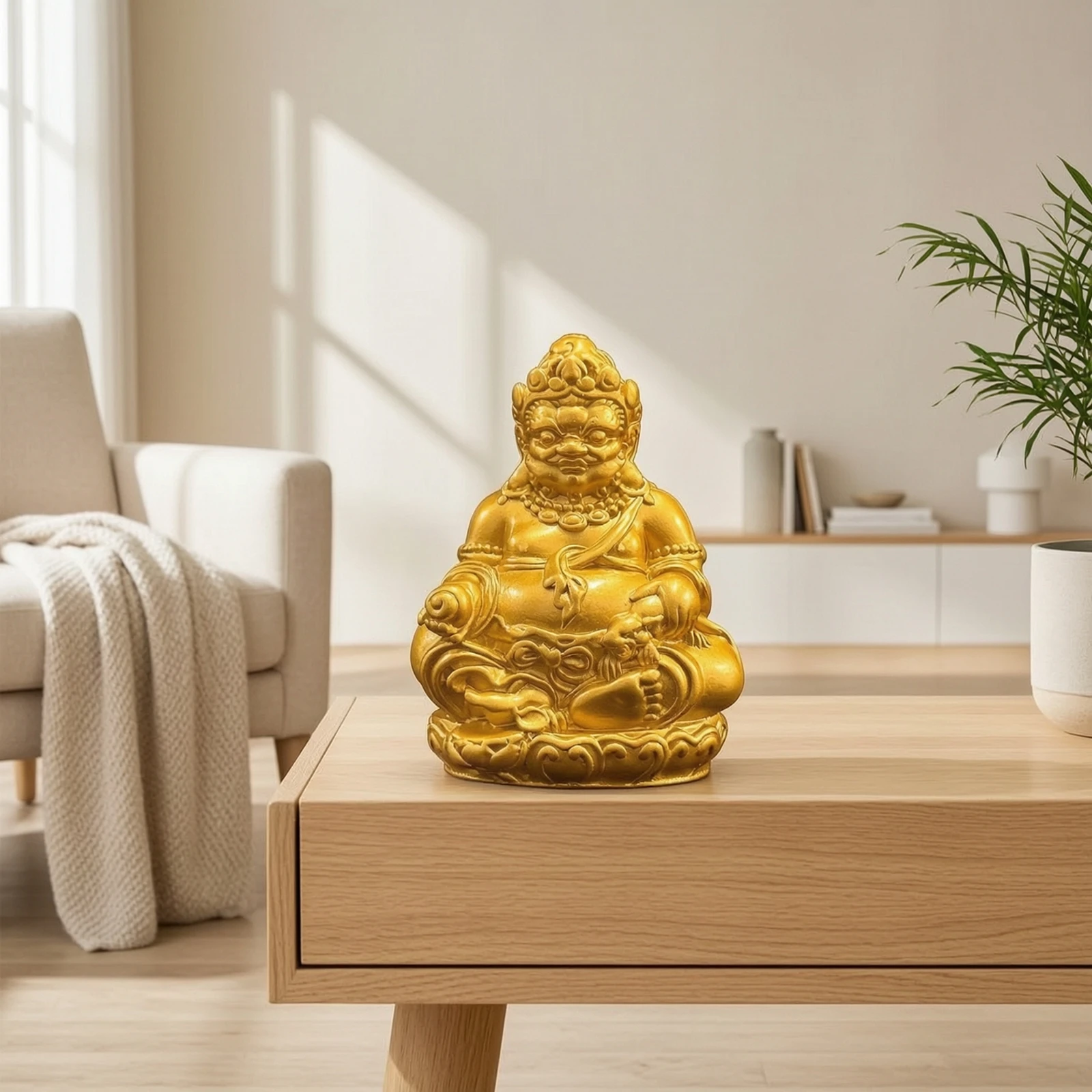 Wealth Deity Statue Decorative God of Wealth Figurine Miniature Intricate for Office Desk, Altar