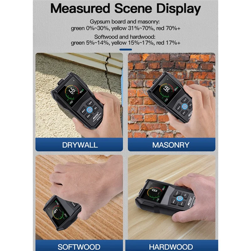 B74A MESTEK Wood Moisture Meter Plastic Wood Moisture Meter Temperature Humidity Detection Home Moisture Detector