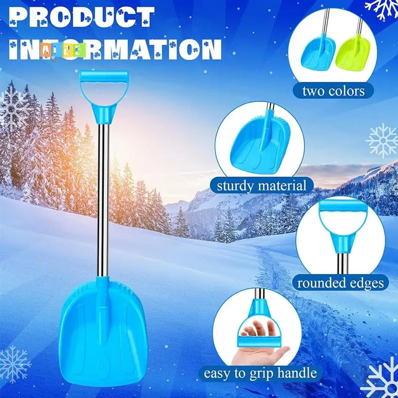 

A12E-5PCS Kids Snow Shovel Toys For Winter Square Small Digging Shovels With Plastic Scoop For Beach Driveway Car Garden