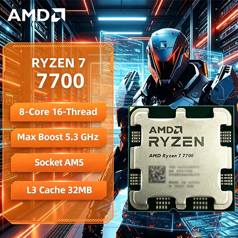 AMD Ryzen 7 7700 Unlocked Desktop Gaming Processor 8 Core 16 Thread 5.3GHz AM5 CPU Tray Type Without Original Retail Package