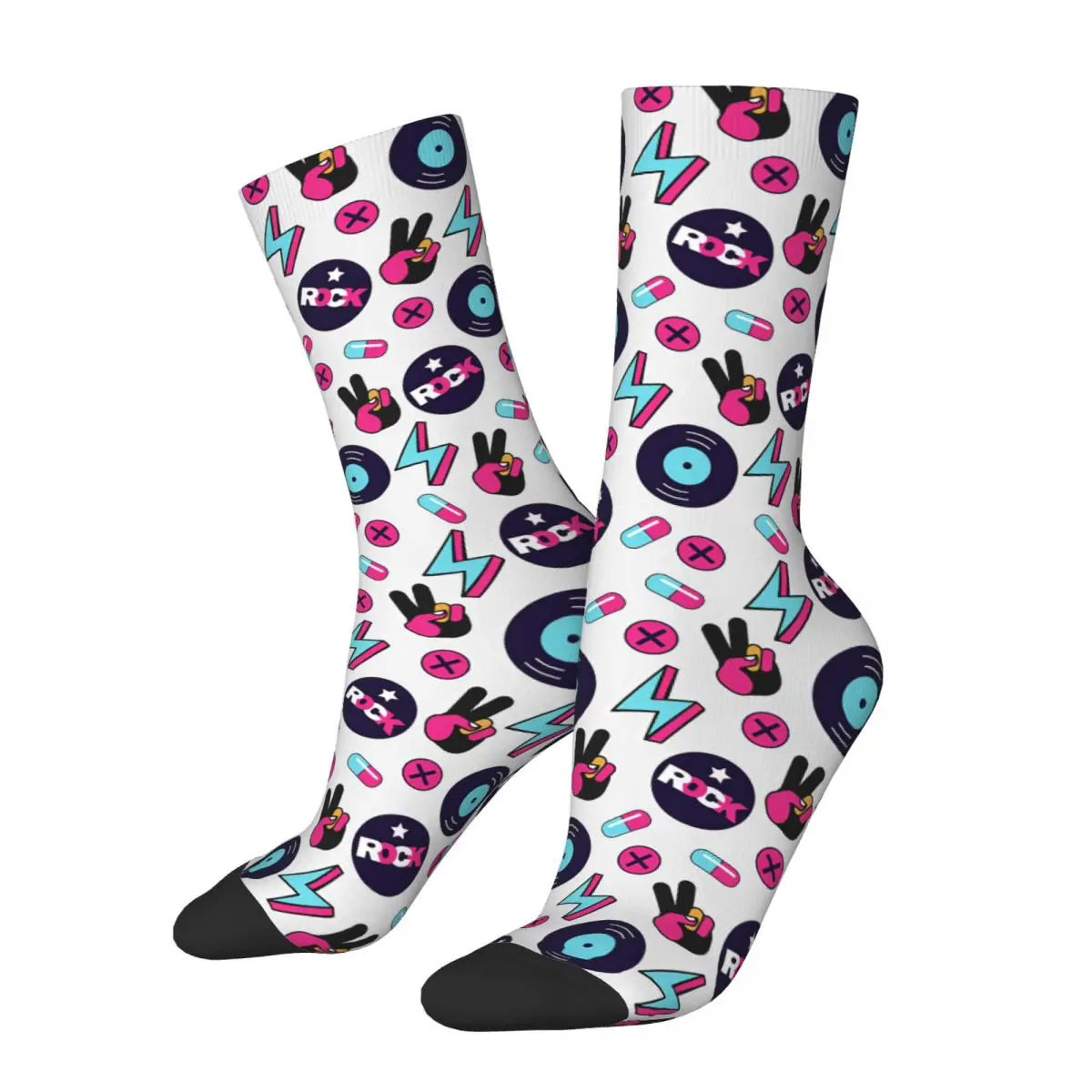 Hippie Seamless Rock Pattern With Vinyl Adult Socks,Unisex socks,men Socks women Socks