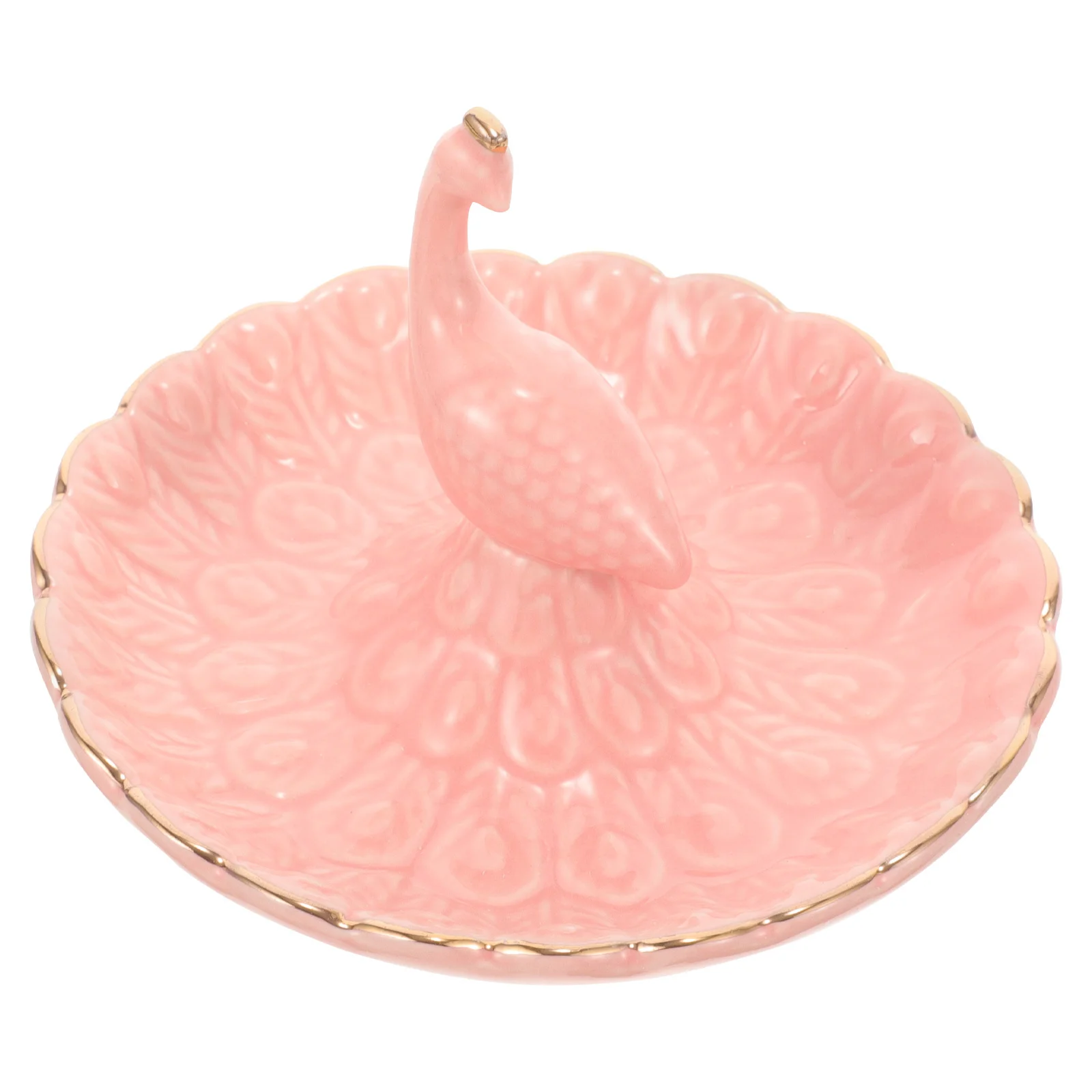 Peacock Ring Jewelry Tray Ceramic Holder Desktop Jewelry Organizer Display Dish for Rings Earrings Ring Dish Trinket Tray