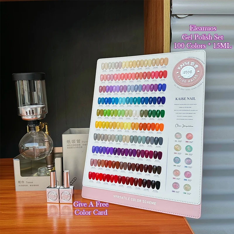 Eleanuos Summer gel Polished 100PCS Mixed Varnish Semi permanent Color Shining UV LED White Chip Diamond Solid Color Nail Art