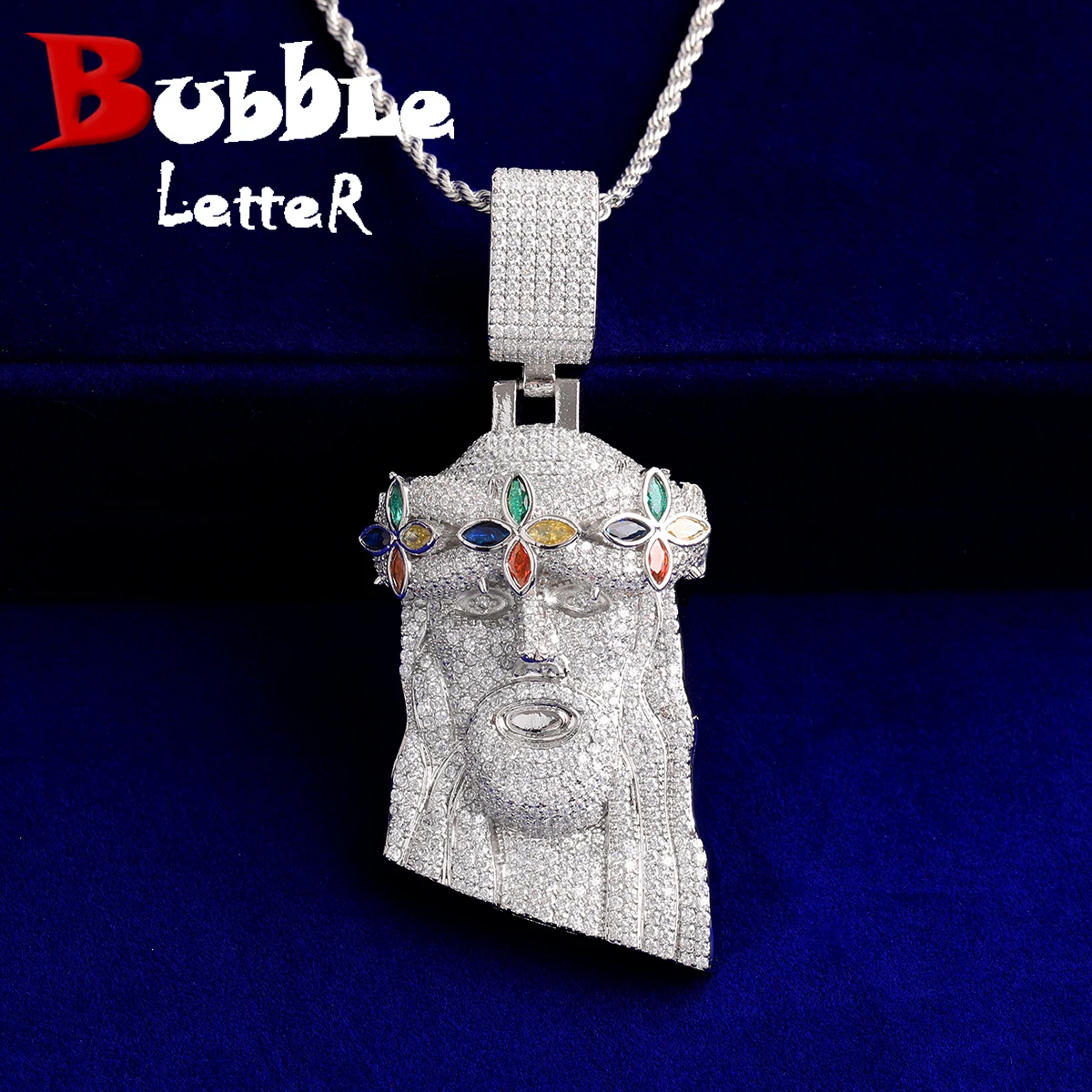 

Bubble Letter Iced Out Baguette Wheel Necklace Pendant for Men Real Gold Plated 5A Cubic Zirconia Hip Hop Jewelry