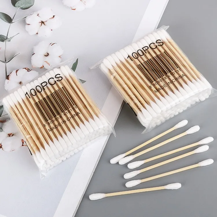 100pcs Per Pack, 5 Packs, Double-ended Cotton Swabs, Baby Cotton Swabs, Ear Cleaning Sticks, Healthy Cleaning Tools