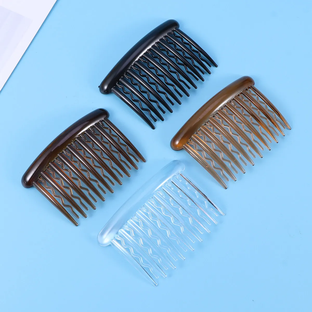 24Pcs Plastic Hair Side Combs Wave Tooth Hairpin Comb 17 Teeth Black Dark Coffee Light Coffee Transparent White Bridal Wedding