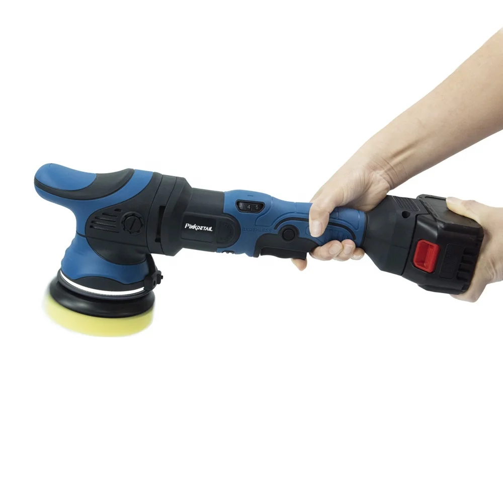 PINKDETAIL Cordless Buffer Polisher Kit Brushless Dual Action Polisher Orbital Portable Polishing Machine