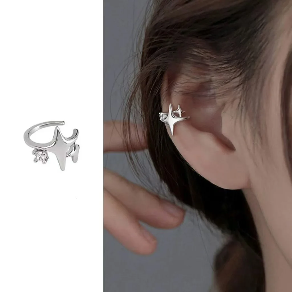 Silver stud earrings for women Elegant niche design earrings Versatile ear jewellery Cartilage clips for pierced ears