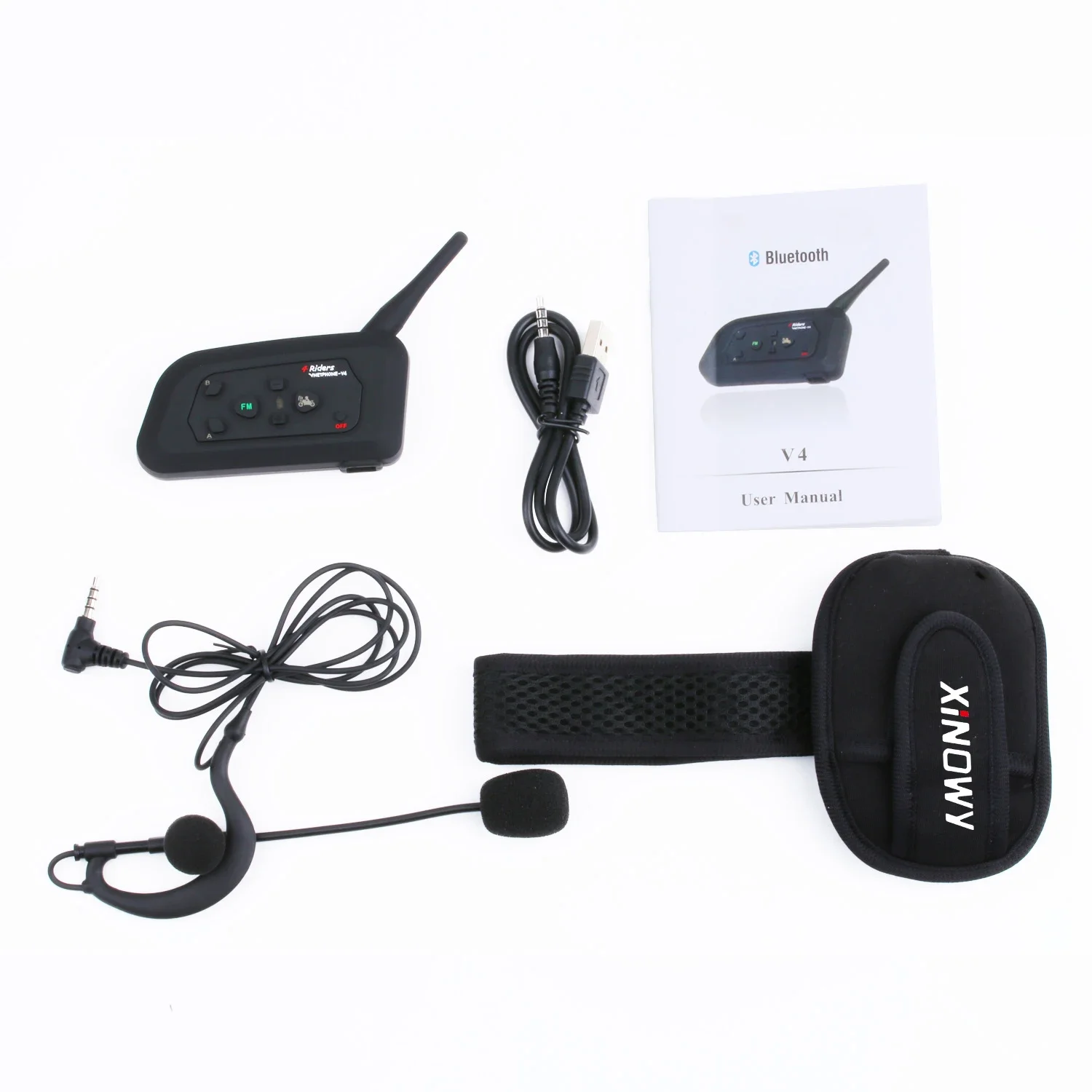 3PCS  XINOWY V4C 1200M Intercom Full Duplex 3 Way Football Coach Judger Earhook Earphone Referee Communication System Interphone